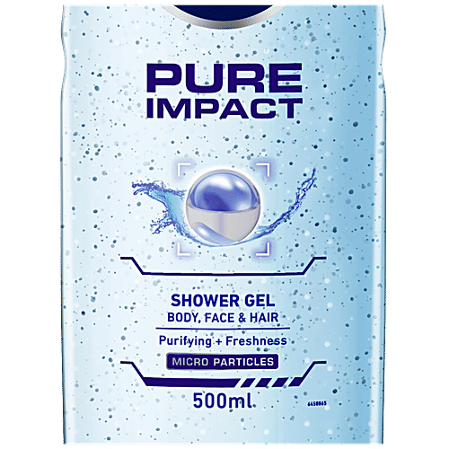 Nivea Men Pure Impact Body Wash With Purifying Micro Particles - Shower Gel For Body, Face & Hair, 500 ml  