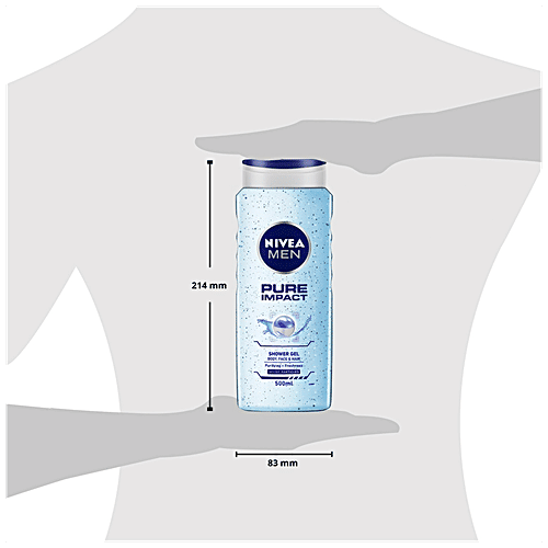 Nivea Men Pure Impact Body Wash With Purifying Micro Particles - Shower Gel For Body, Face & Hair, 500 ml  