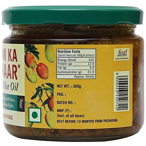Buy Organica Olive Oil Mango Pickle 300 Gm Online At Best Price of Rs
