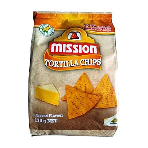 Mission Tortilla Chips - Cheese, 170 g  30% Less Oil