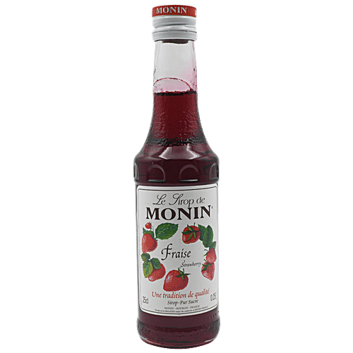 Monin Syrup - Strawberry Flavored, 250 ml  Zero Fat, Zero Cholesterol