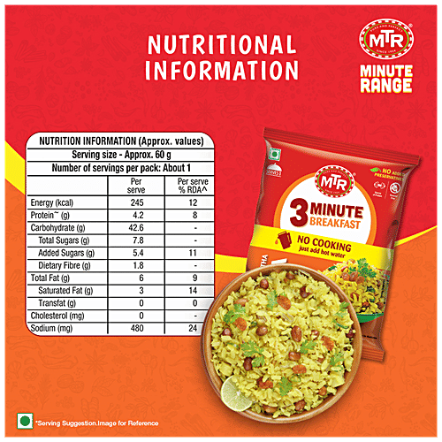 MTR Khatta Meetha Poha, 60 g Pouch Natural Goodness of Grains, No Added Preservatives