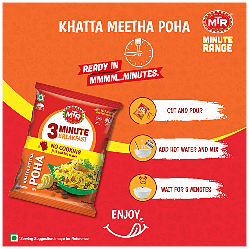 MTR Khatta Meetha Poha, 60 g Pouch Natural Goodness of Grains, No Added Preservatives