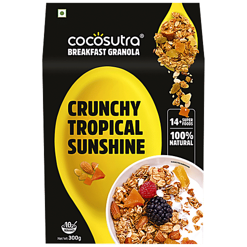 Cocosutra Cereal - Granola, Crunchy Tropical Sunshine, Breakfast Cereal With Oats, Nuts, Seeds & Dry Fruits, 300 g  Crunchy Tropical Sunshine
 Natural