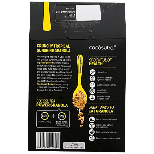 Cocosutra Cereal - Granola, Crunchy Tropical Sunshine, Breakfast Cereal With Oats, Nuts, Seeds & Dry Fruits, 300 g  Crunchy Tropical Sunshine
 Natural