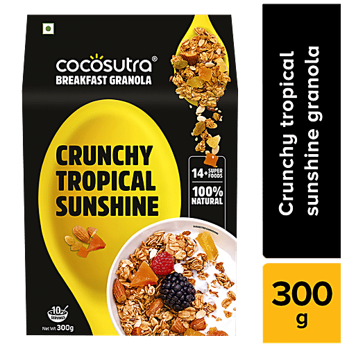 Cocosutra Cereal - Granola, Crunchy Tropical Sunshine, Breakfast Cereal With Oats, Nuts, Seeds & Dry Fruits, 300 g  Crunchy Tropical Sunshine
 Natural
