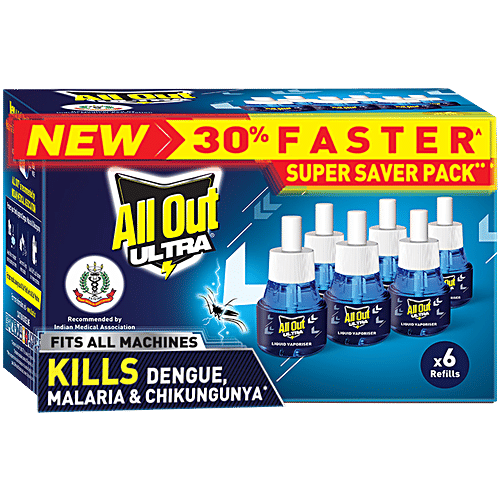 All Out Ultra Liquid Vaporiser Mosquito Repellent Refills, 6x45ml