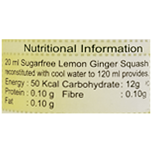 Dezire Squash - Lemon Ginger, Low Glycemic Sugarless, 500 ml  Low Glycemic Sugarless