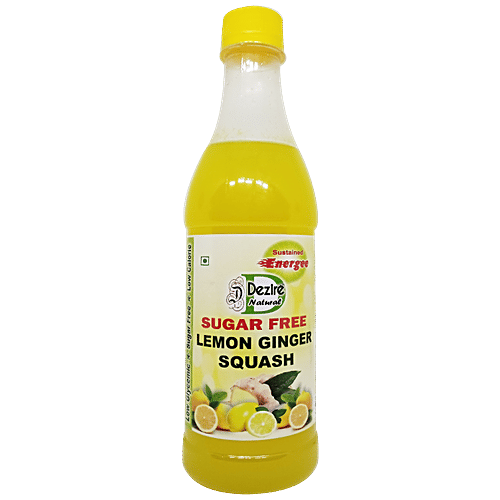 Dezire Squash - Lemon Ginger, Low Glycemic Sugarless, 500 ml  Low Glycemic Sugarless