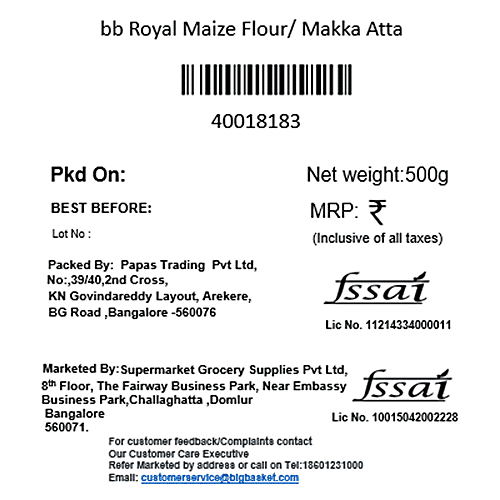 bb Royal Maize Flour/Makka Atta, 500 g  