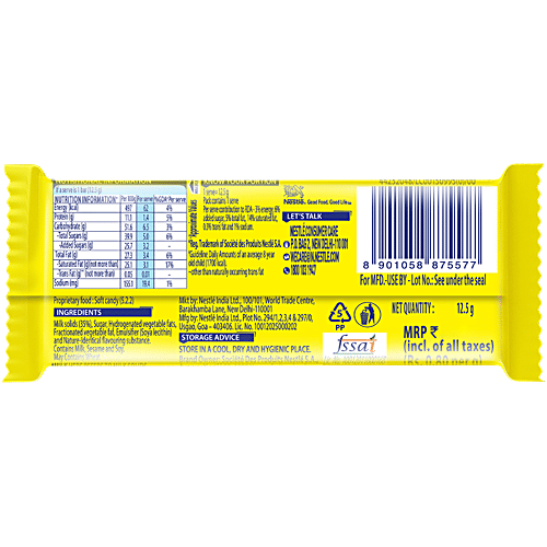 Nestle Milkybar Creamy White Chocolate Tablet Bar, 12.5 g More Creamy More Yummy