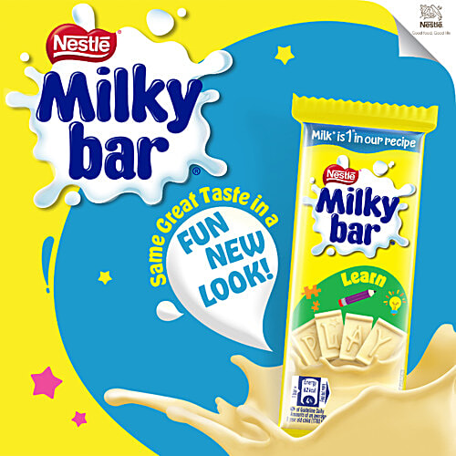 Nestle Milkybar Creamy White Chocolate Tablet Bar, 12.5 g More Creamy More Yummy