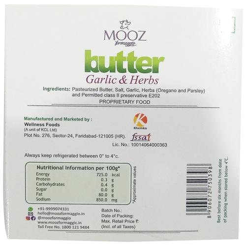 MOOZ Garlic & Herbs Butter - Premium, 125 g  