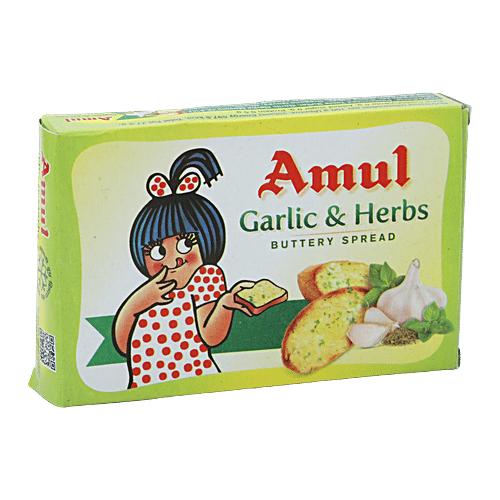 Amul Buttery Spread - Garlic & Herbs, 100 g Carton 