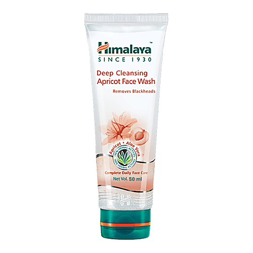 Himalaya Deep Cleansing Face Wash - Apricot & Aloe Vera, Complete Daily Face Care, 100% Herbal Actives, 50 ml 100% Herbal Actives