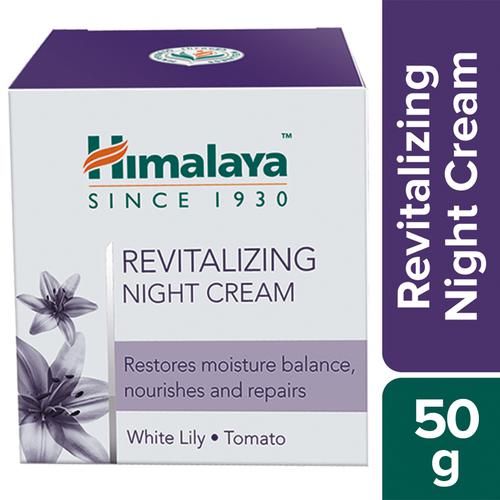 Himalaya Revitalizing Night Cream - White Lily & Tomato, For Dry to Combination Skin, Free from Alcohol & Parabens, 50 g  Free from Alcohol & Parabens