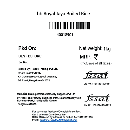 bb Royal Jaya Boiled Rice, 1 kg Pouch 