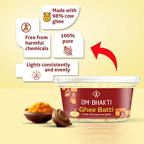 Om Bhakti Ghee Diya Wicks, 30 pcs Made With Cow Ghee