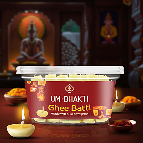 Om Bhakti Ghee Diya Wicks, 30 pcs Made With Cow Ghee