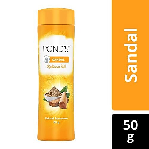 Ponds Talc Natural - Sandal Radiance, 50 g Bottle 