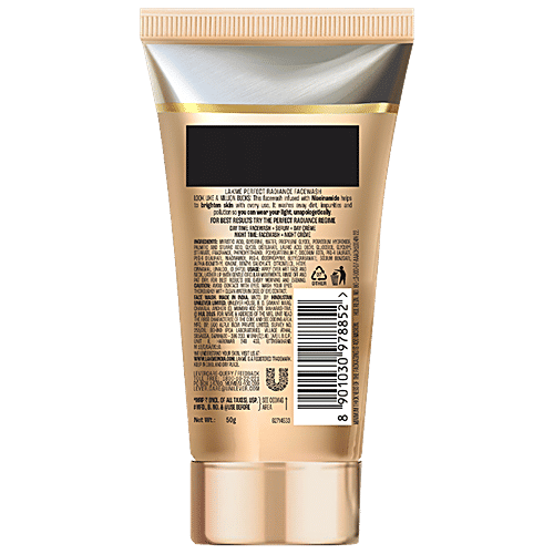 Lakme Perfect Radiance Brightening Facewash With 98% Pure Niacinamide Complex For Pigmentation, 50 g Tube