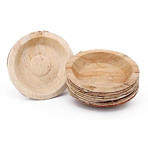 Re Round Bowl - Biodegradable Areca Leaf, 11 cm Pack of 10 