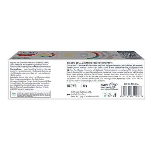 Colgate Anticavity Toothpaste, 120 g  Upto 12 Hours of Protection, Whole Mouth Health,