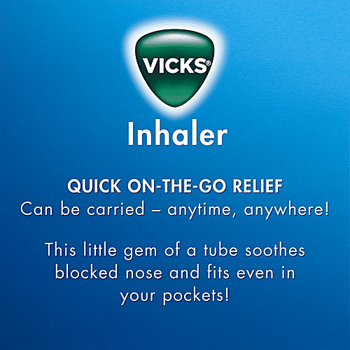 Vicks Inhaler - Provides Instant Relief From Blocked Nose, 0.5 ml Tube 