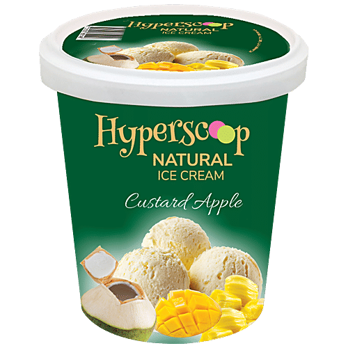Hyperscoop Ice Cream - Custard Apple, Made With Purest Ingredients, Rich & Flavourful, 500 ml Tub 