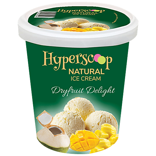 Hyperscoop Ice Cream - Dry Fruit Delight, Made With Purest Ingredients, Creamy Texture, 500 ml Tub 