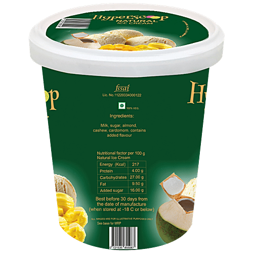 Hyperscoop Ice Cream - Badam Kulfi, Made With Purest Ingredients, Rich & Flavourful, 500 ml Tub