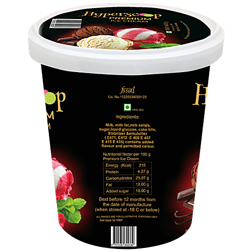 Hyperscoop Ice Cream - Red Velvet, Made With Purest Ingredients, Creamy Texture, 500 ml Tub