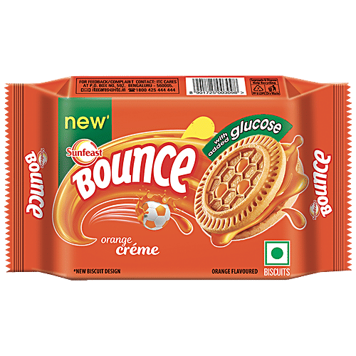 Sunfeast Bounce Orange Creme Biscuits, 58 g Pouch