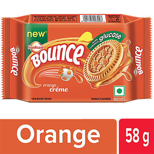 Sunfeast Bounce Orange Creme Biscuits, 58 g Pouch