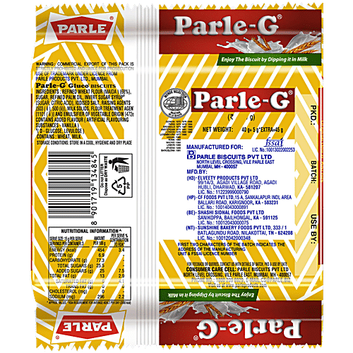 Parle G Original Gluco Biscuits, 45 g Zero Transfat