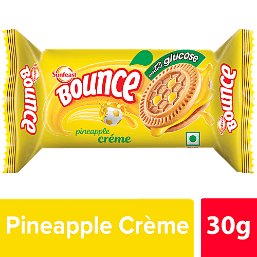 Sunfeast Bounce Biscuits- Pineapple Creme Cookies, 30 g Pouch