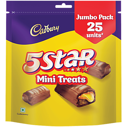 Cadbury 5 Star Mini Treats Chocolate Bars, 245 g (25 x 9.8 g) Creamy Milk Chocolate, Delicious Caramel, Bite Sized Bars