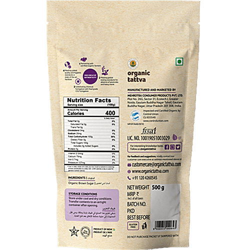 Organic Tattva Brown Sugar/Panchadara, 500 g Pouch 