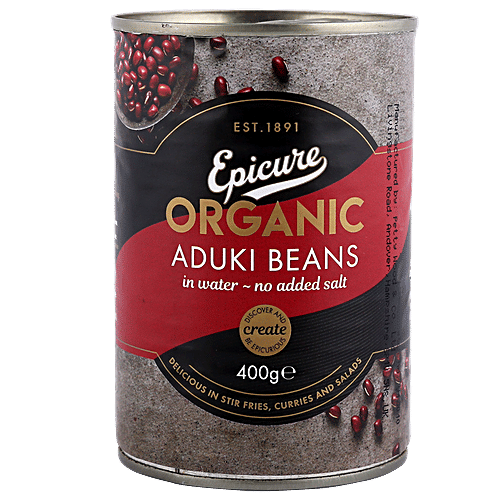 Epicure Organics Aduki Beans In Water - With No Added Salt, Nutritious, 400 g  No Artificial Additives