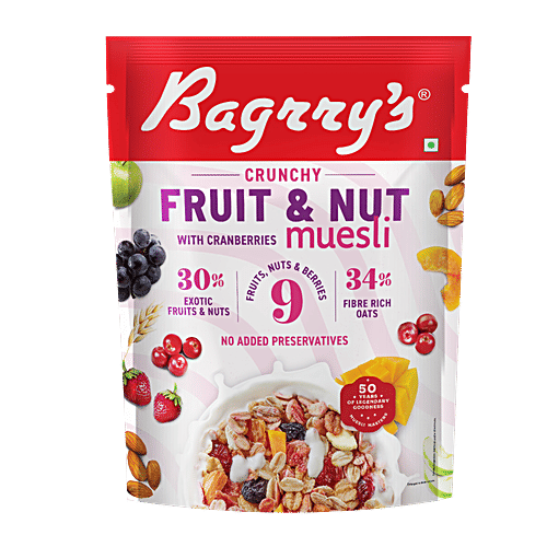 Buy Bagrrys Muesli Crunchy Fruit & Nut With Cranberries 400 gm Online