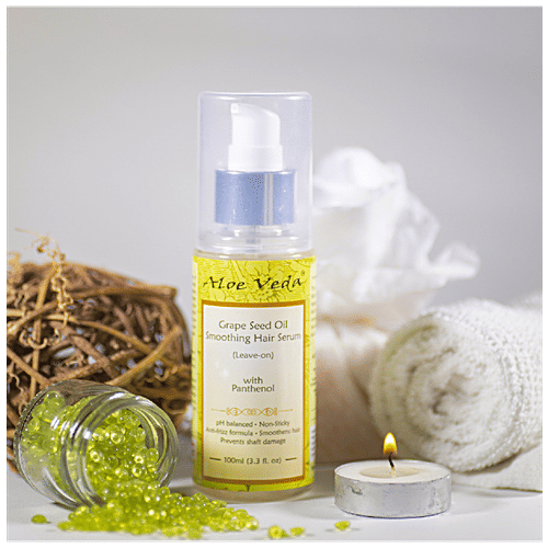 Aloe Veda Grapeseed Oil Smoothing Hair Serum with Panthenol - Smoothens Hair, pH Balanced, 100 ml  pH Balanced