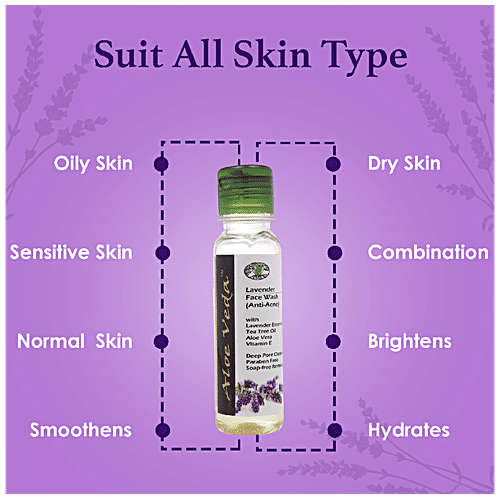 Aloe Veda Face Wash - Lavender & Tea Tree Oil, Anti-Acne, 100 ml  