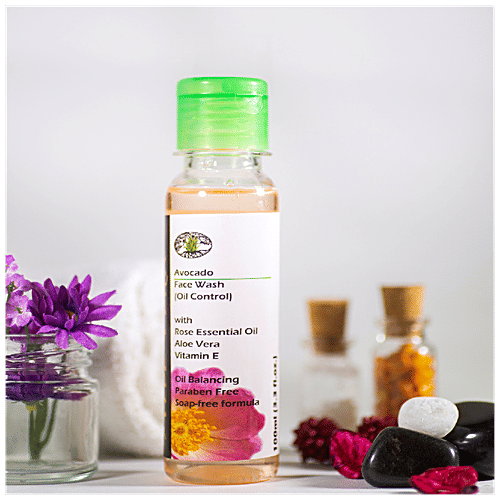 Aloe Veda Face Wash - Avocado & Wild Rose, Oil Control, 100 ml  
