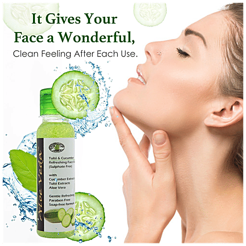 Aloe Veda Tulsi & Cucumber Refreshing Face Wash - Sulphate Free, Herbal, 100 ml  