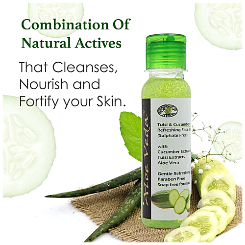 Aloe Veda Tulsi & Cucumber Refreshing Face Wash - Sulphate Free, Herbal, 100 ml  