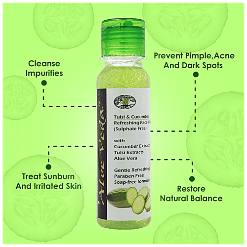 Aloe Veda Tulsi & Cucumber Refreshing Face Wash - Sulphate Free, Herbal, 100 ml  