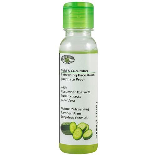 Aloe Veda Refreshing Face Wash - Tulsi & Cucumber, Gently Refreshing, Paraben Free & Soap-Free Formula, 100 ml  
