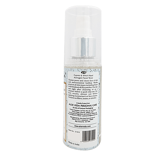 Aloe Veda Cypress & Witch Hazel Astringent Facial Toner - Non-Alcoholic, 100 ml  