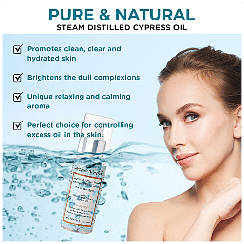 Aloe Veda Cypress & Witch Hazel Astringent Facial Toner - Non-Alcoholic, 100 ml  