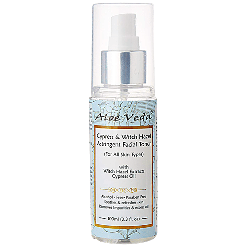 Aloe Veda Cypress & Witch Hazel Astringent Facial Toner - Non-Alcoholic, 100 ml  